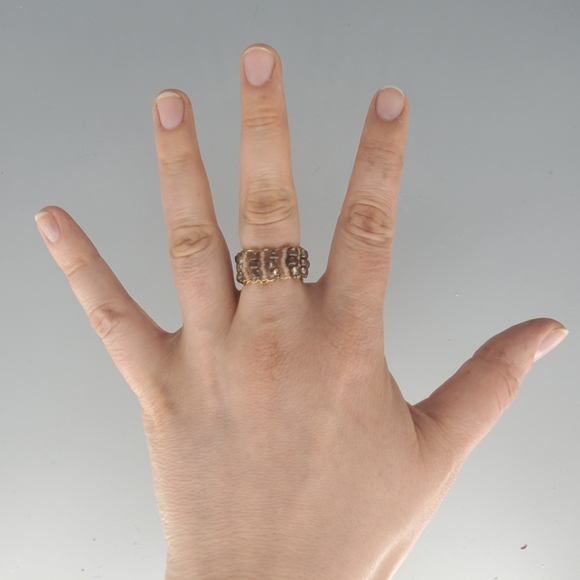 Gold and Peach Beaded Ring - Picture 2 of 8